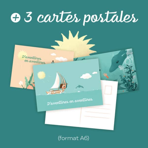 Les 3 cartes postales du pack annuel "Papeterie"